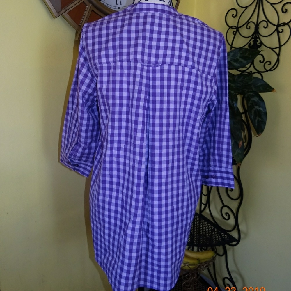 Blair Purple Gingham Button Blouse - Picture 4 of 6